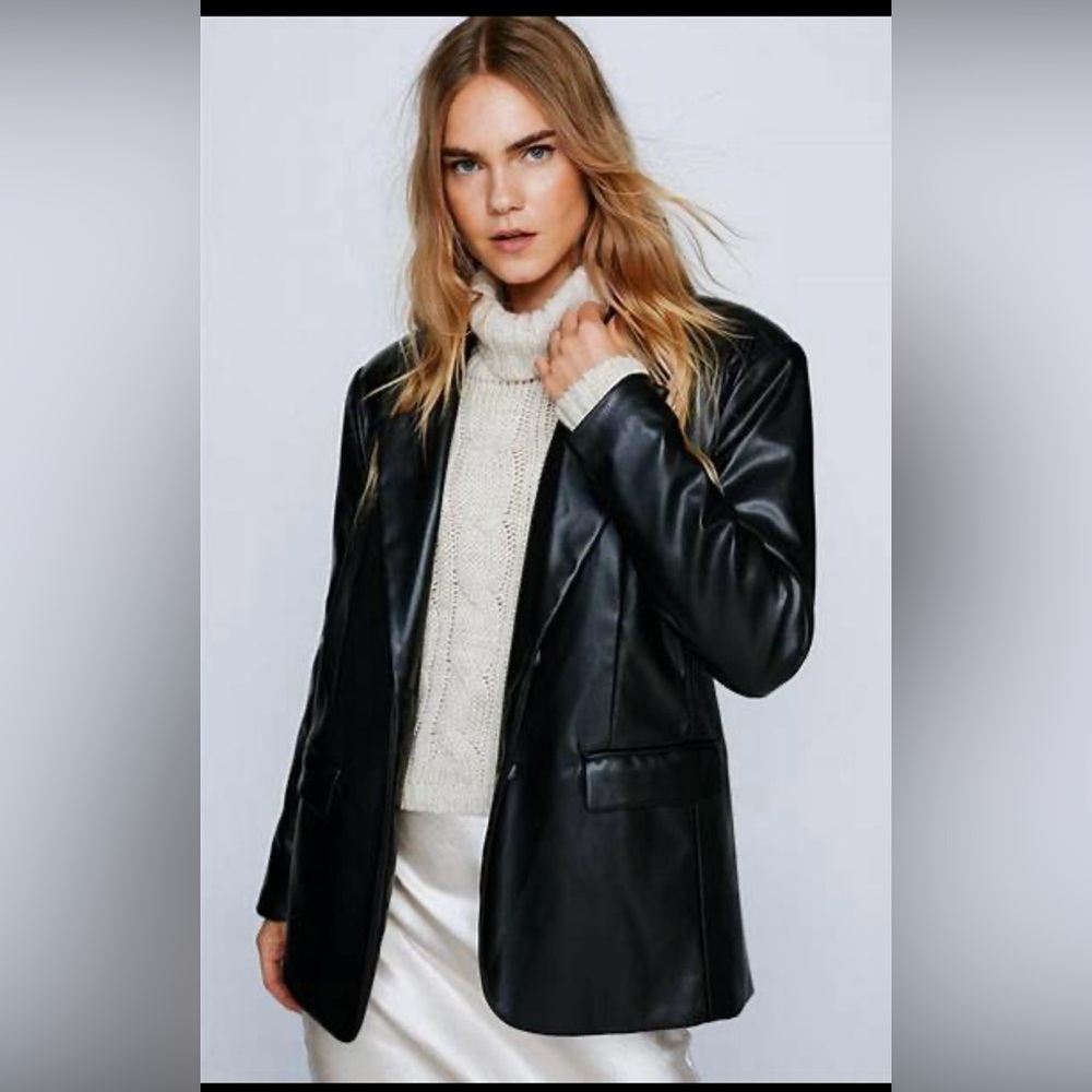 NWT Nasty Gal Faux Leather Oversized Blazer size 4